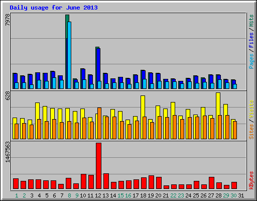 Daily usage for June 2013
