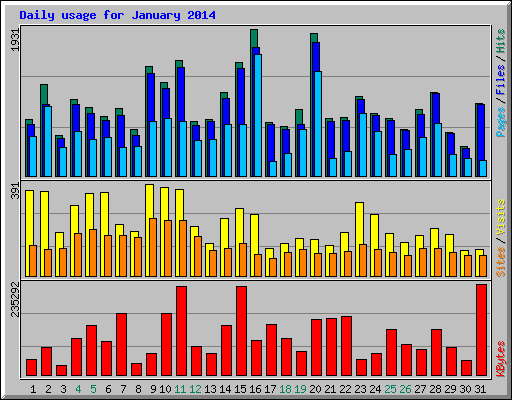 Daily usage for January 2014