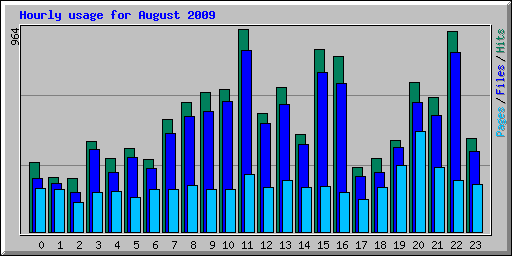 Hourly usage for August 2009